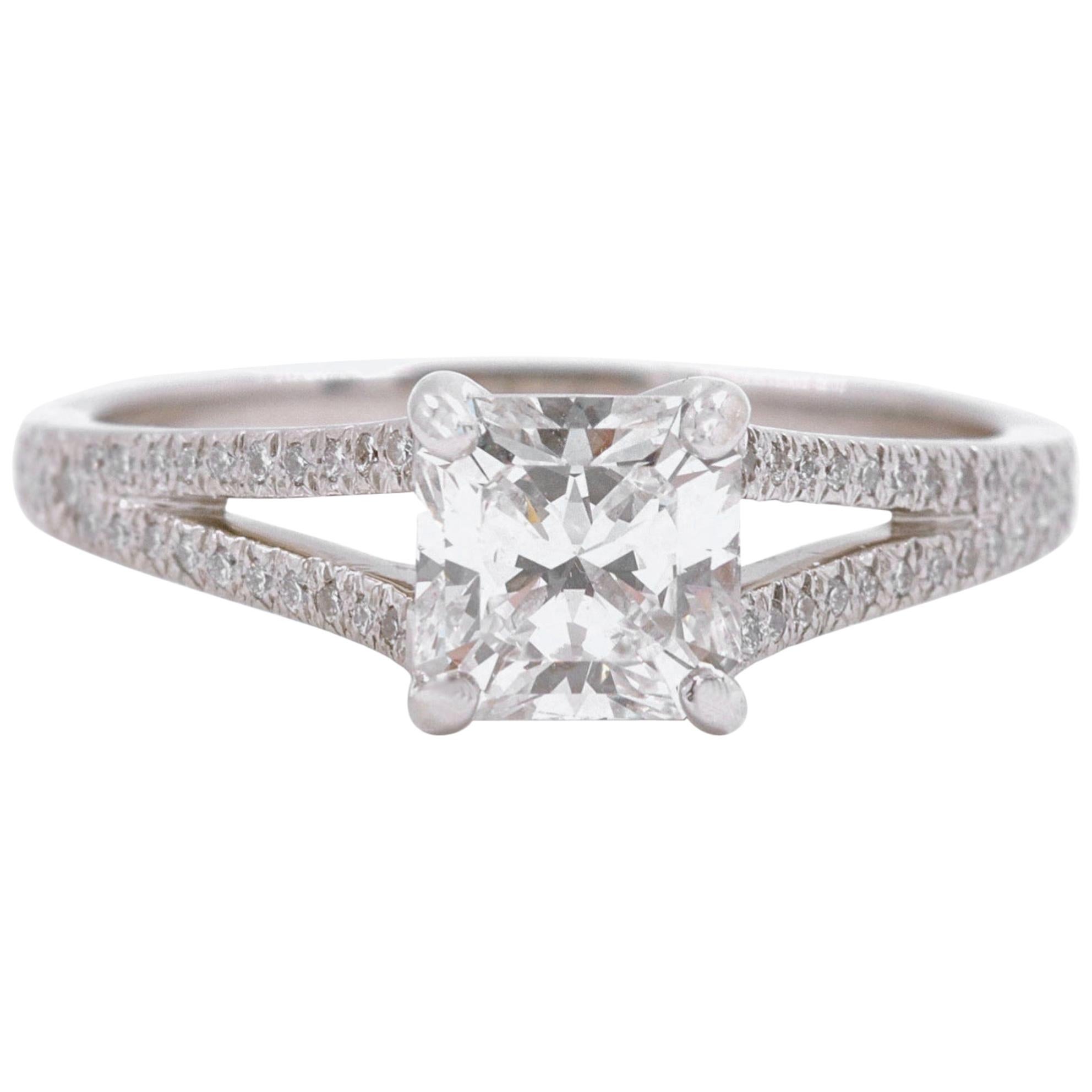 Tiffany & Co. Lucida Square Diamond Split Shank Ring 1.04 Carat Platinum