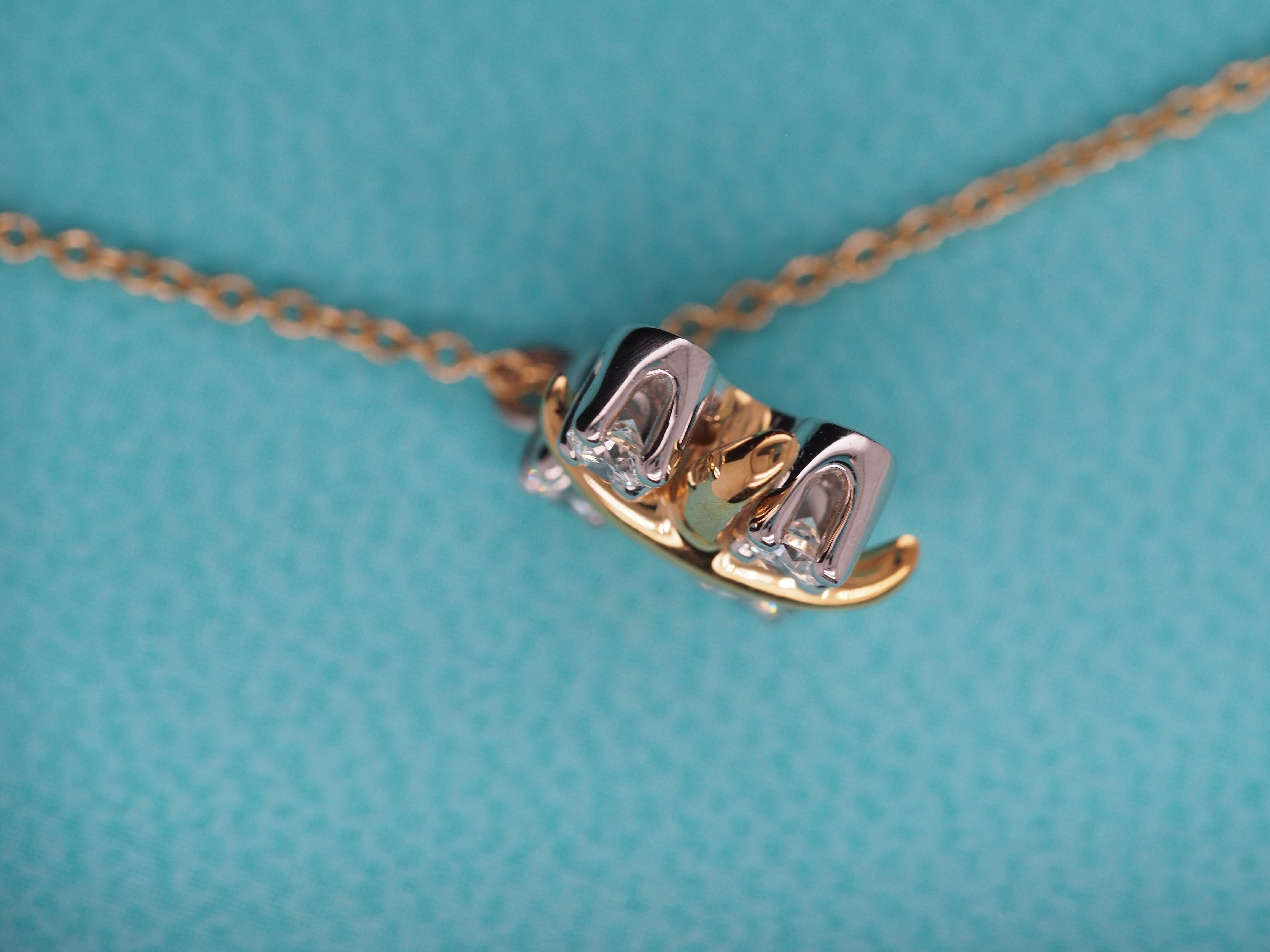 Contemporain Tiffany & Co. Pendentif Lynn en or jaune 18 carats et platine avec diamant en vente