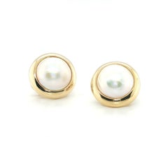 Tiffany & Co. Mabe Pearl and 14k Yellow Gold Post Earrings, Vintage
