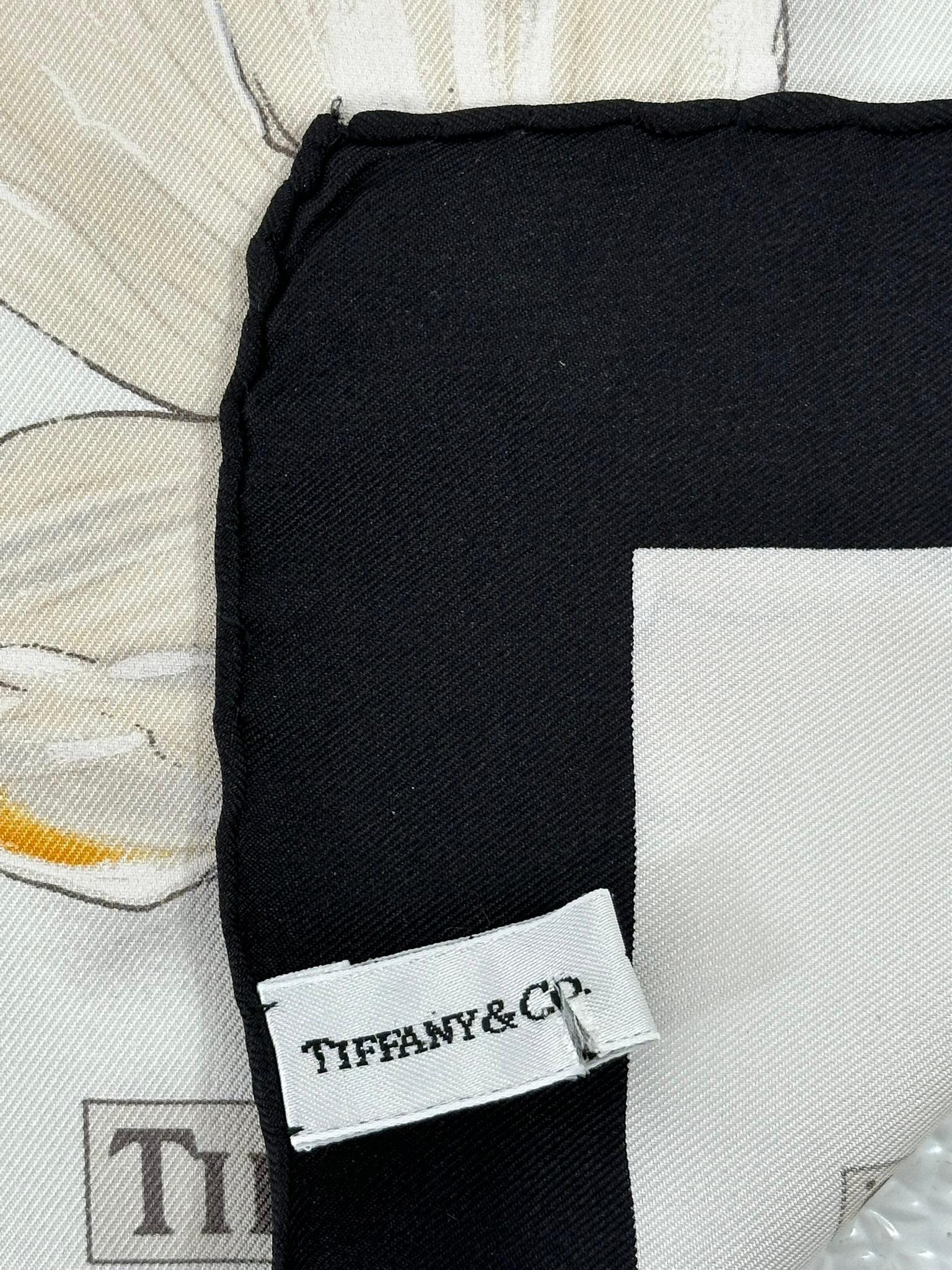 Tiffany & Co. Sciarpa di seta Magnolia Whiting con bordo nero 35