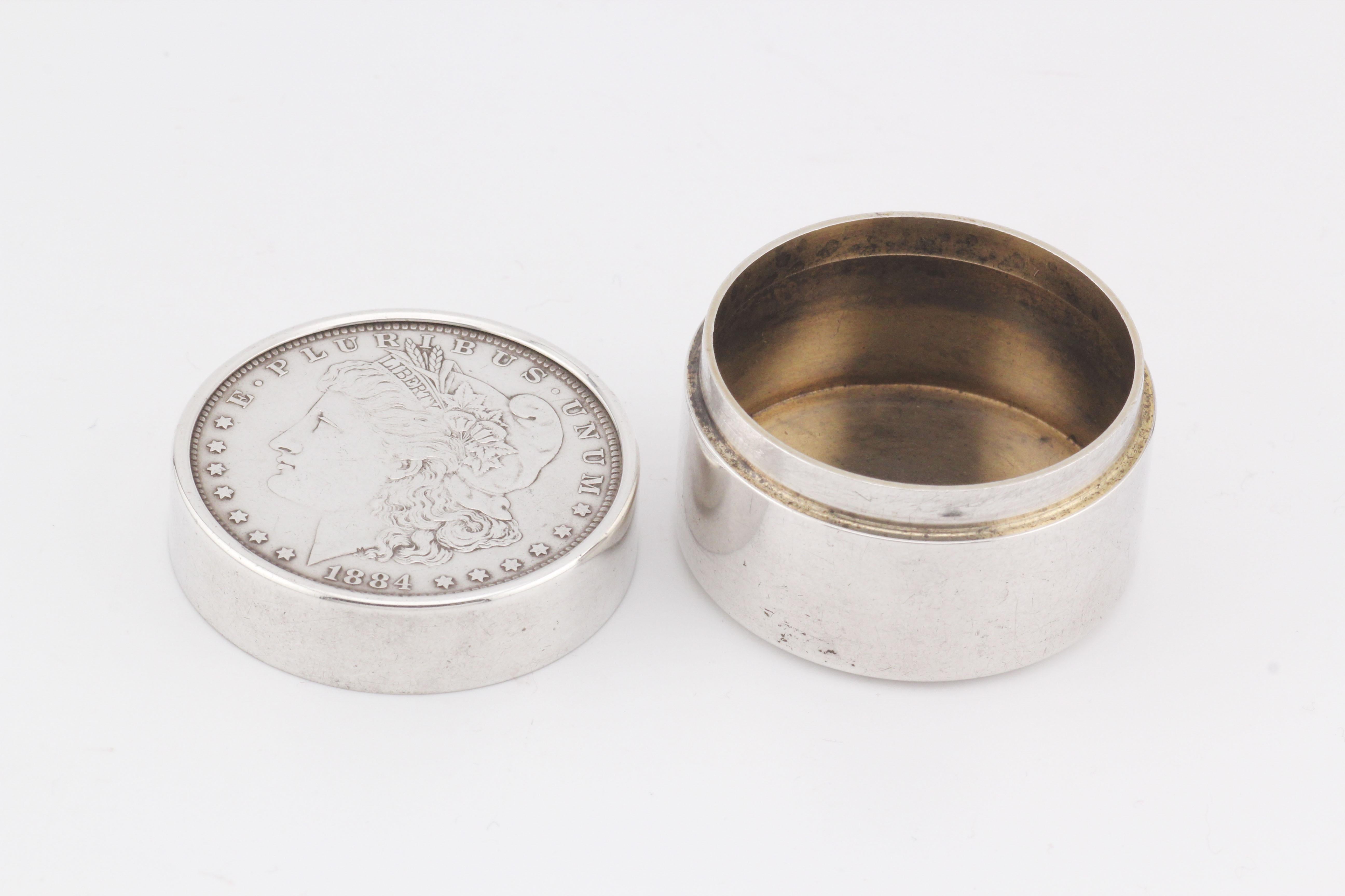 Tiffany & Co. Makers 1884 Silver Dollar Sterling Silver Pill Box 1