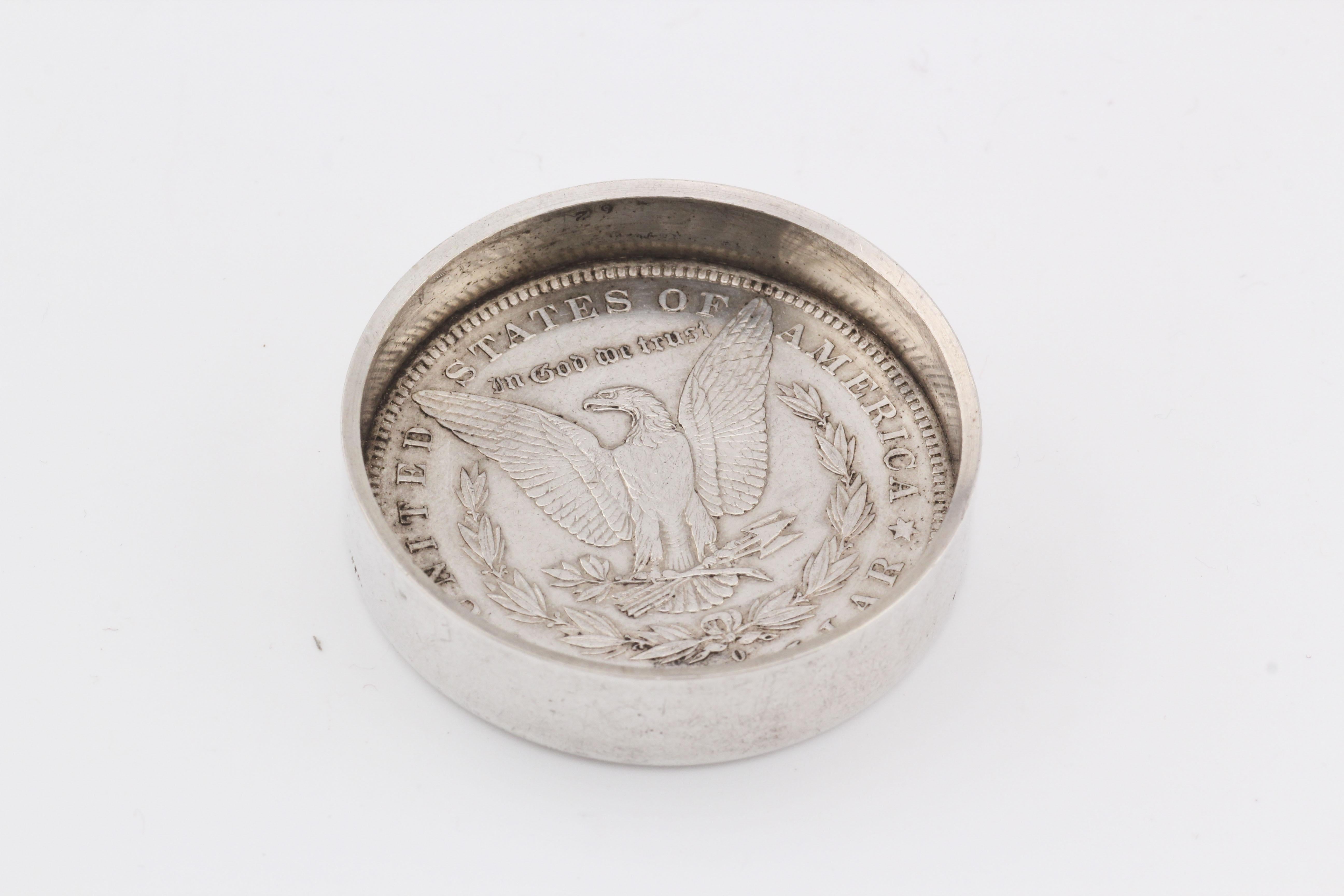 Tiffany & Co. Makers 1884 Silver Dollar Sterling Silver Pill Box 2
