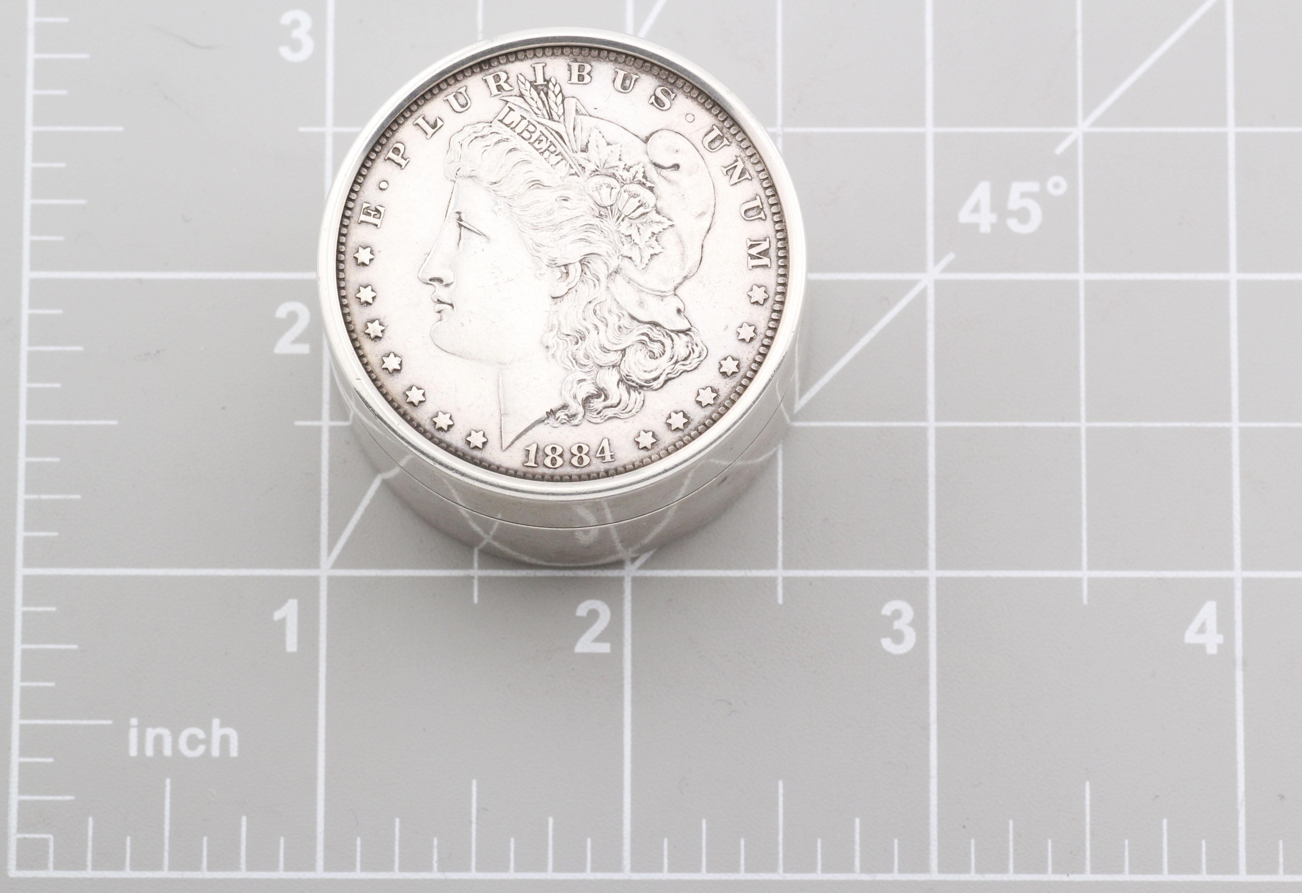 Tiffany & Co. Makers 1884 Silver Dollar Sterling Silver Pill Box 3