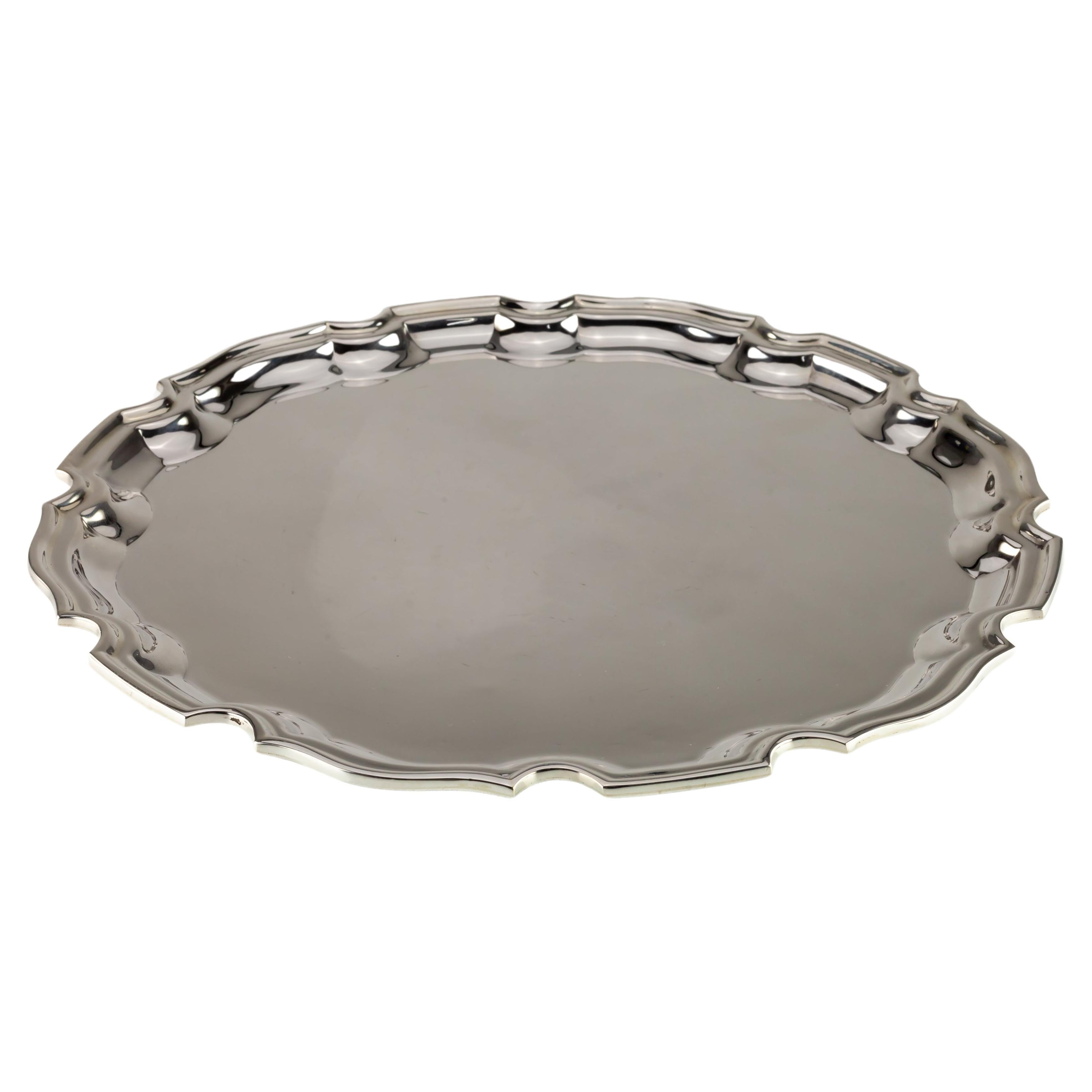 Tiffany & Co. Makers Sterling Silver Chippendale Platter 10" #24068 Pie Crust For Sale