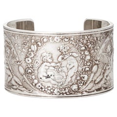 Tiffany & Co Makers Wide Cuff Bracelet Japanese Pattern Sterling Silver