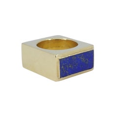 Tiffany & Co. Malachite Lapis Lazuli Gold Square Ring