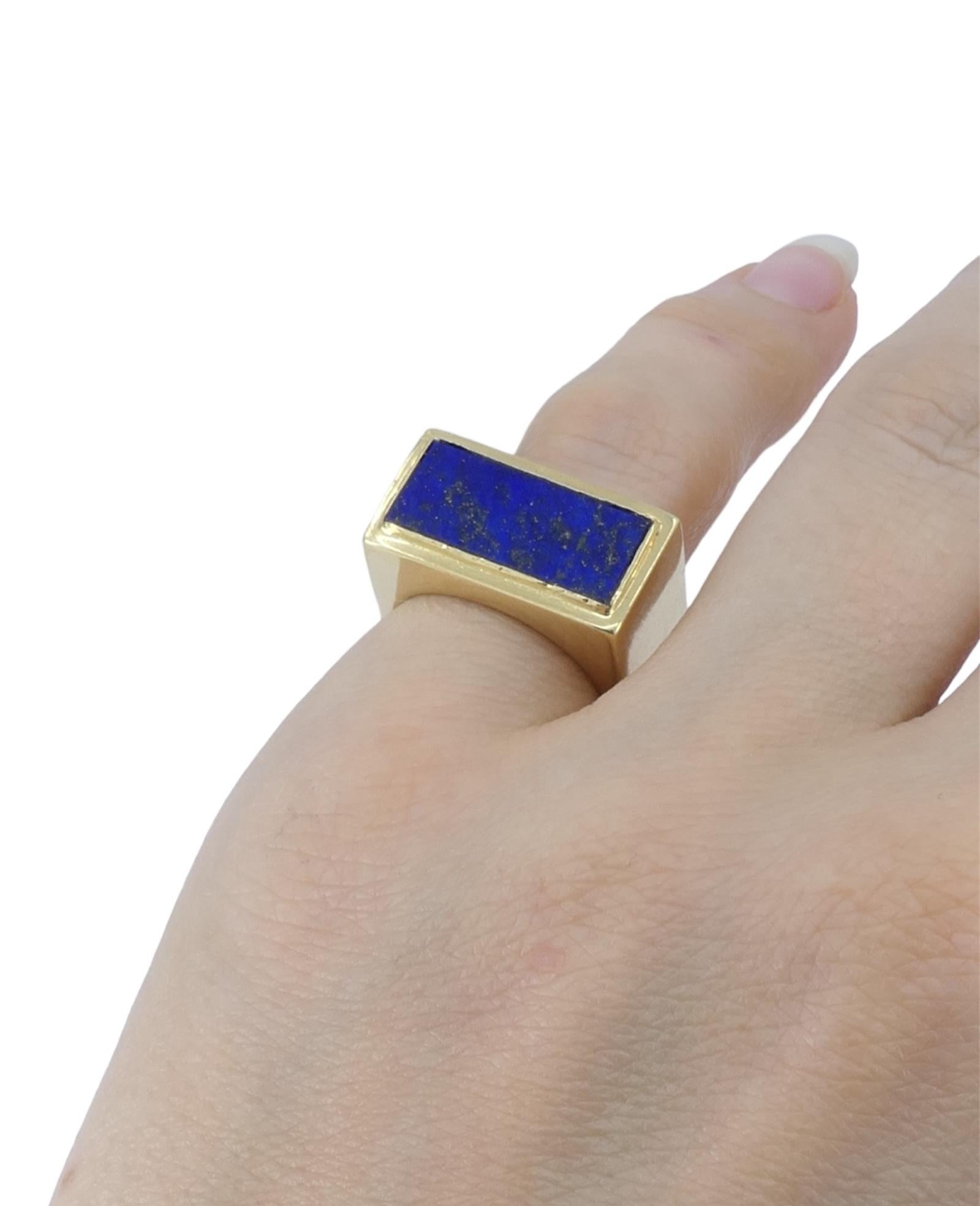 da uomo o donna Tiffany & Co. Anello quadrato in oro con malachite e lapislazzuli