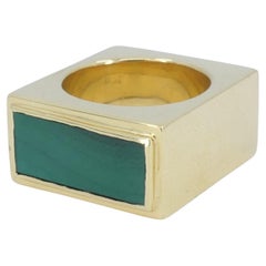 Tiffany & Co. Malachite Lapis Lazuli Gold Square Ring