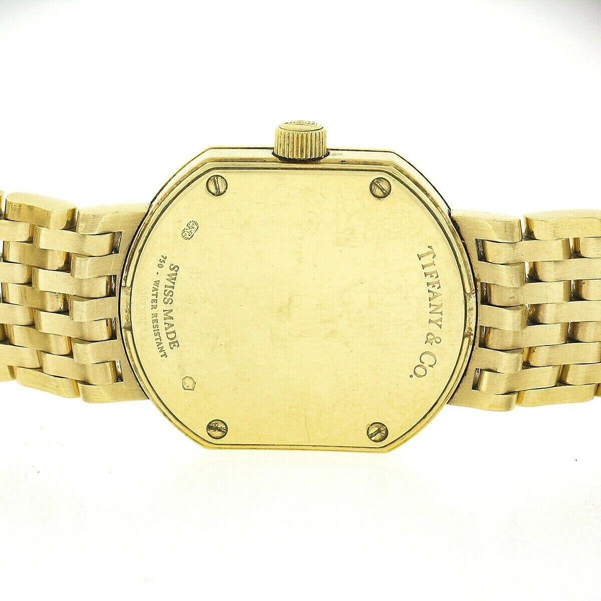 Round Cut Tiffany & Co. Mark Coupe Resonator 18k Gold Ladies Watch 40pt Diamond Bezel For Sale