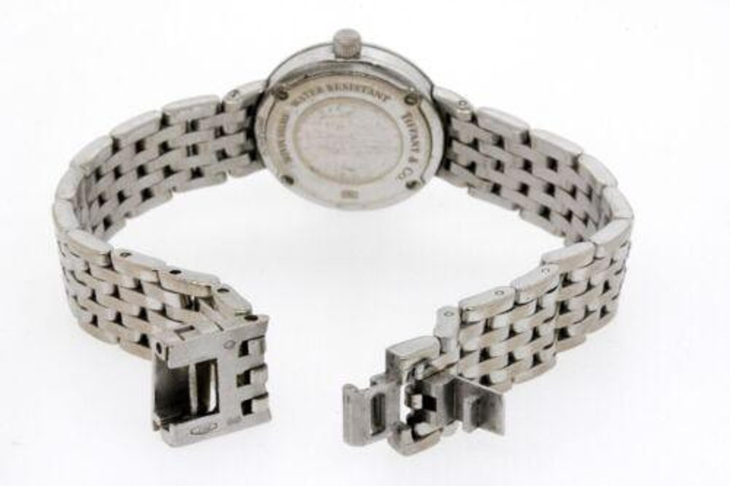 Tiffany & Co. Mark White Watch Ladies 18k White Gold Diamond Bezel Quartz 6.25