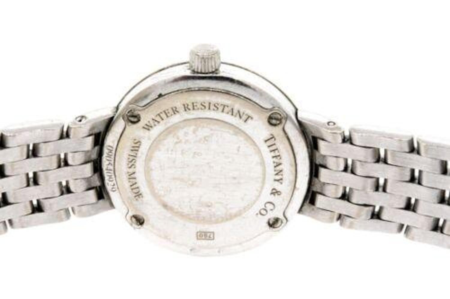 Tiffany & Co. Mark White Watch Ladies 18k White Gold Diamond Bezel Quartz 6.25