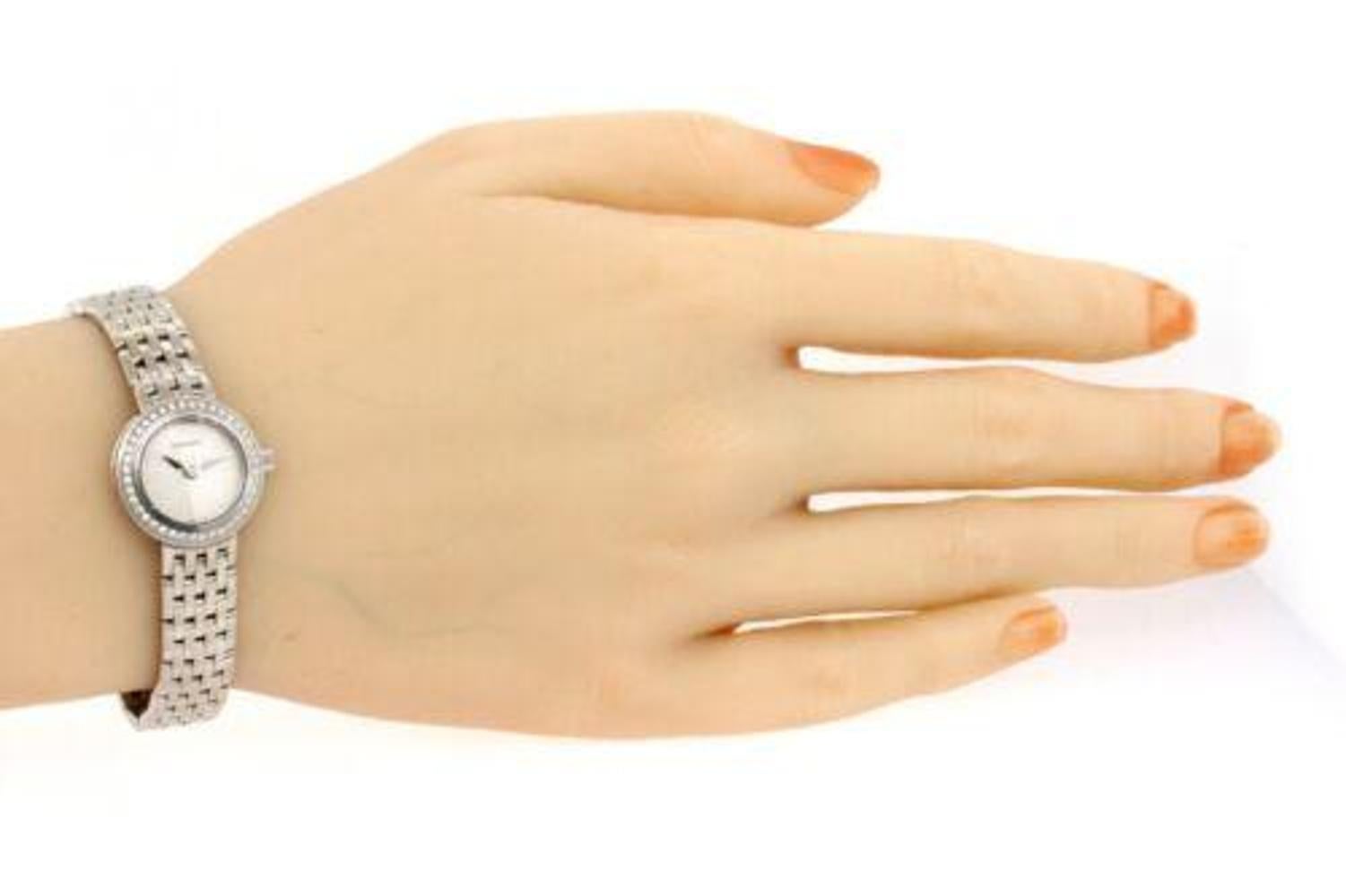 Tiffany & Co. Mark White Watch Ladies 18k White Gold Diamond Bezel Quartz 6.25