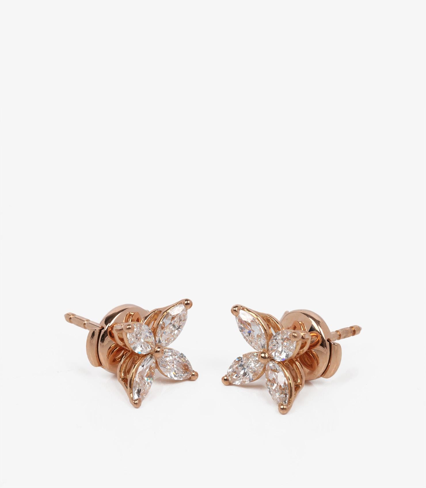 Marquise Cut Tiffany & Co. Marquise cut Diamond 18ct Rose Gold Medium Victoria Earrings For Sale