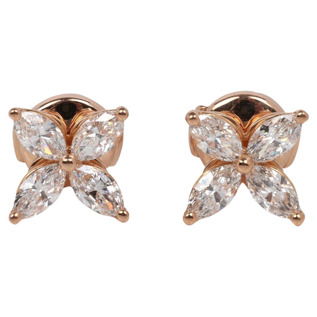 Tiffany & Co. Marquise cut Diamond 18ct Rose Gold Medium Victoria Earrings For Sale