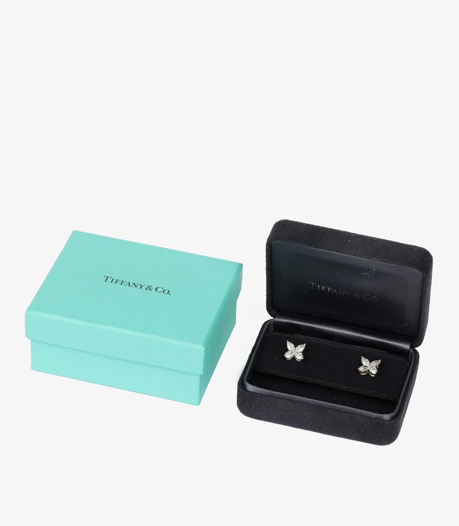 Tiffany & Co. Pendientes Victoria grandes de platino con diamantes talla marquesa en Excelente estado para la venta en Bishop's Stortford, Hertfordshire