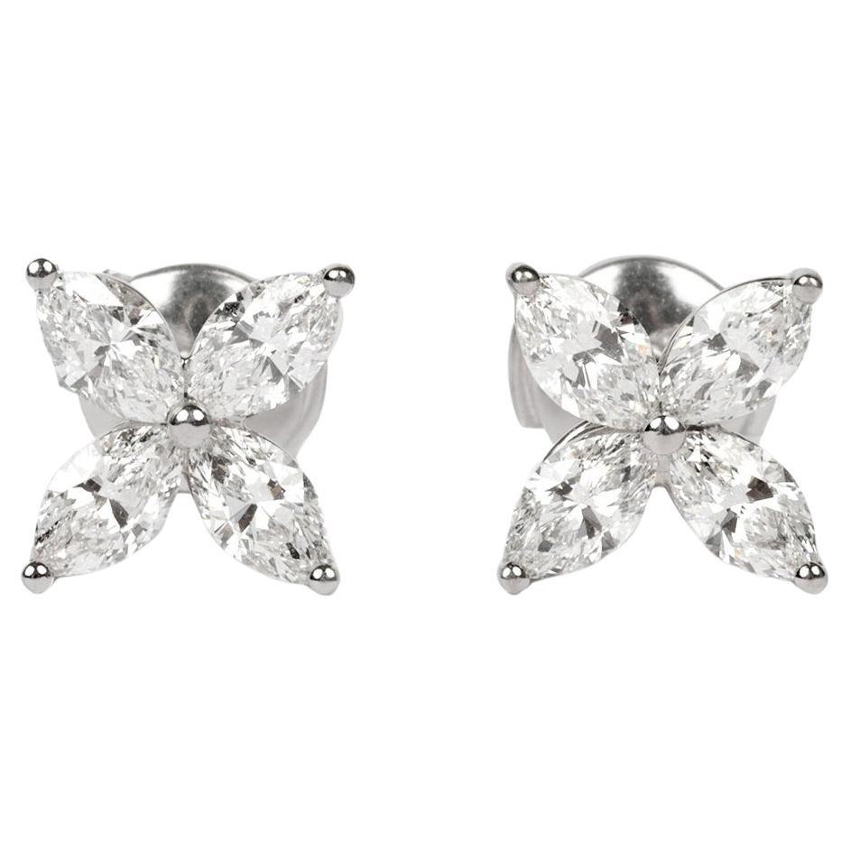 Tiffany & Co. Marquise Cut Diamond Platinum Large Victoria Earrings