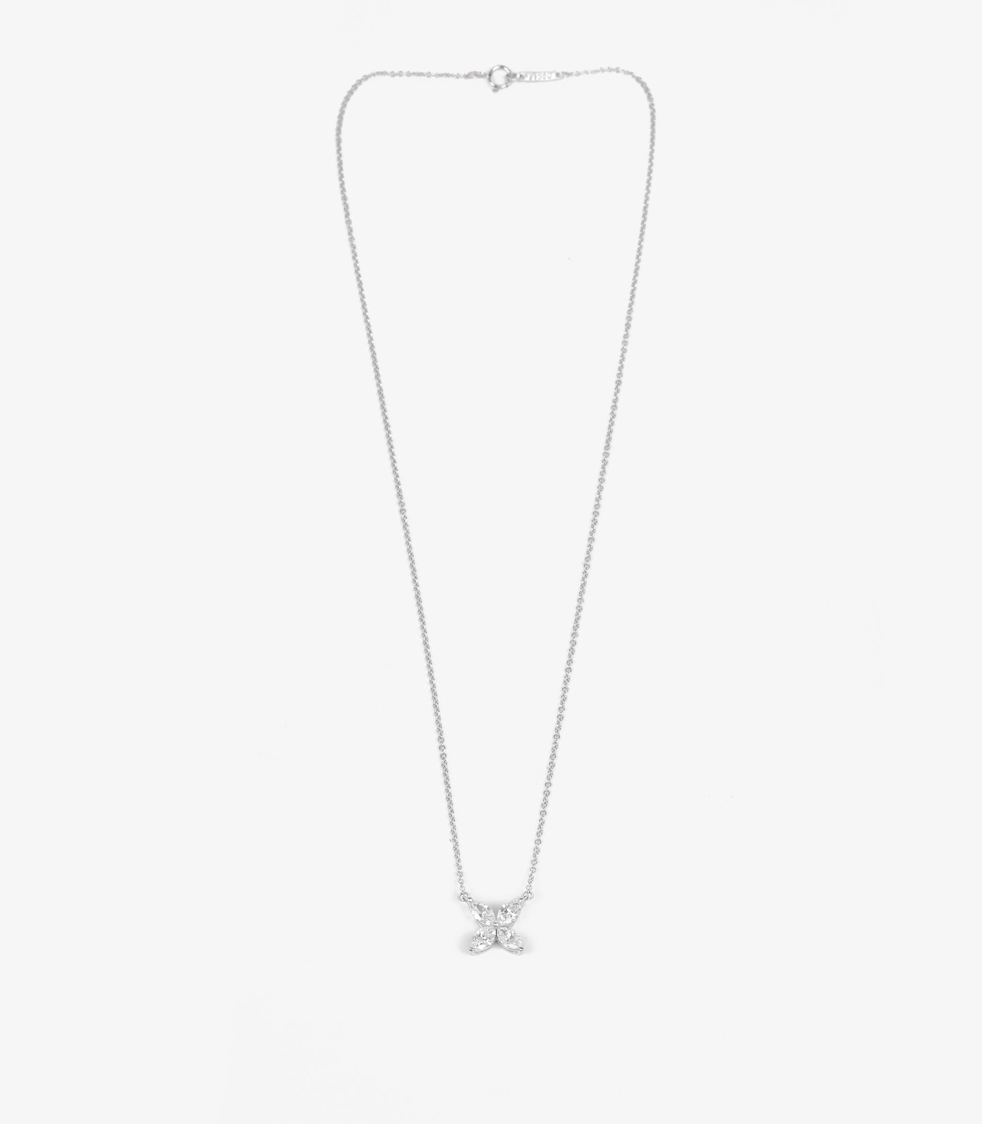 Tiffany & Co. Marquise Cut Diamond Platinum Large Victoria Pendant In Excellent Condition For Sale In Bishop's Stortford, Hertfordshire