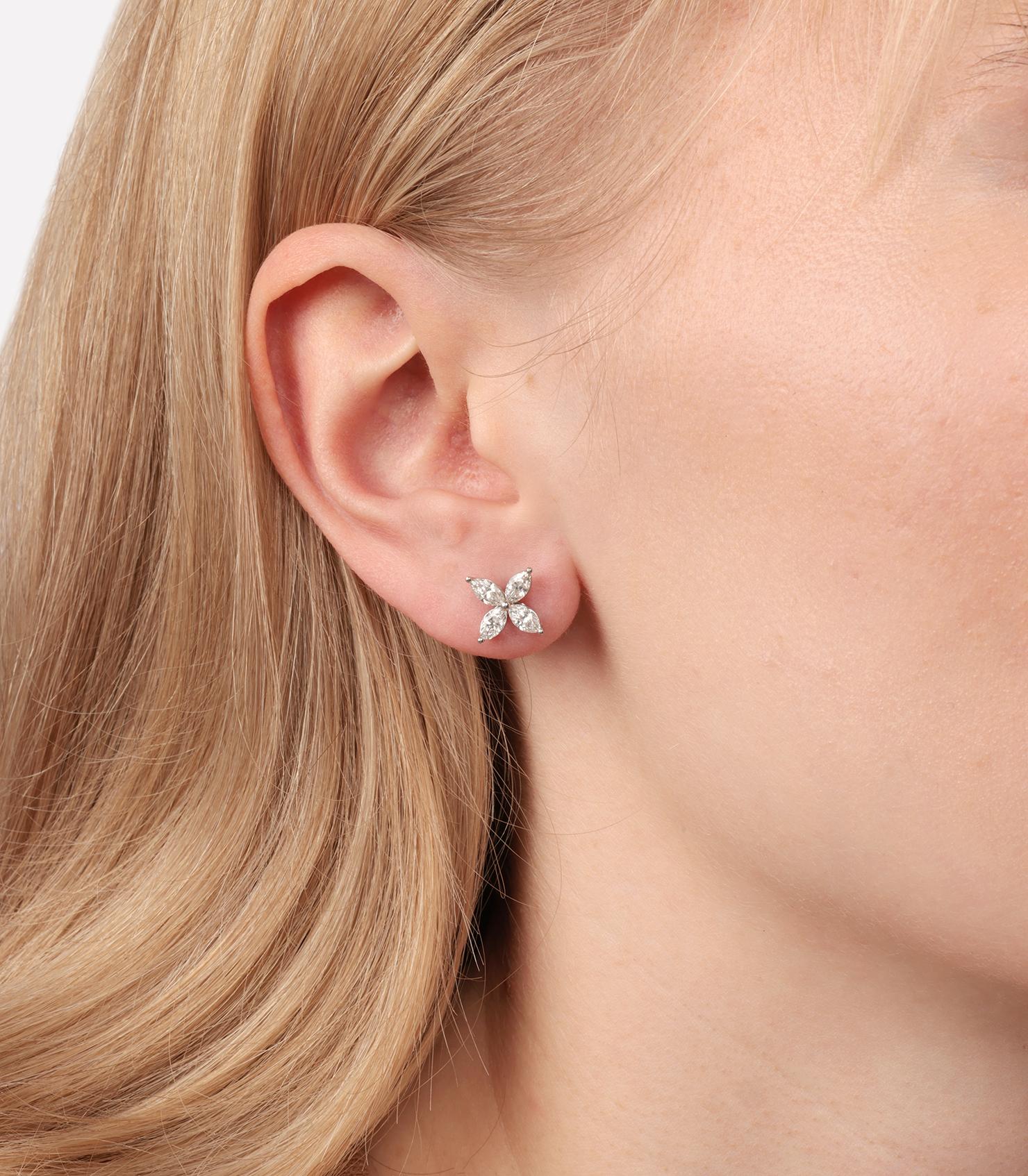 Taglio marquise Tiffany & Co. Marquise Cut Diamond Platinum Medium Victoria Earrings in vendita