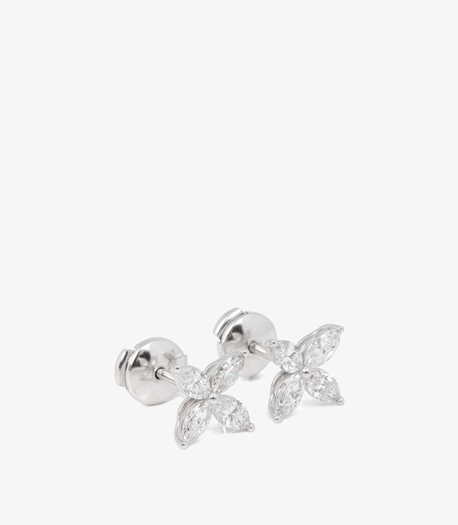 Tiffany & Co. Marquise Cut Diamond Platinum Medium Victoria Earrings In condizioni ottime in vendita a Bishop's Stortford, Hertfordshire