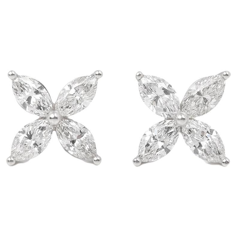 Tiffany & Co. Marquise Cut Diamond Platinum Medium Victoria Earrings