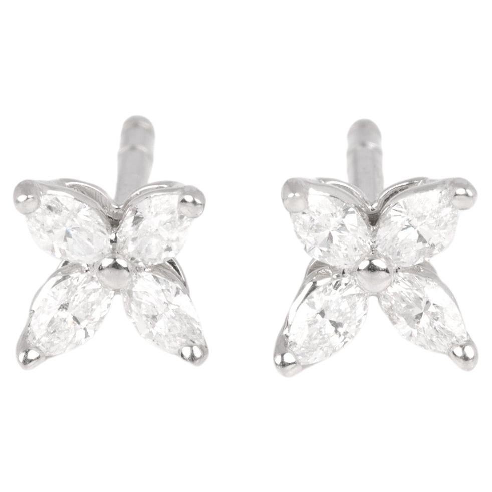 Tiffany & Co. Marquise Cut Diamond Platinum Mini Victoria Earrings