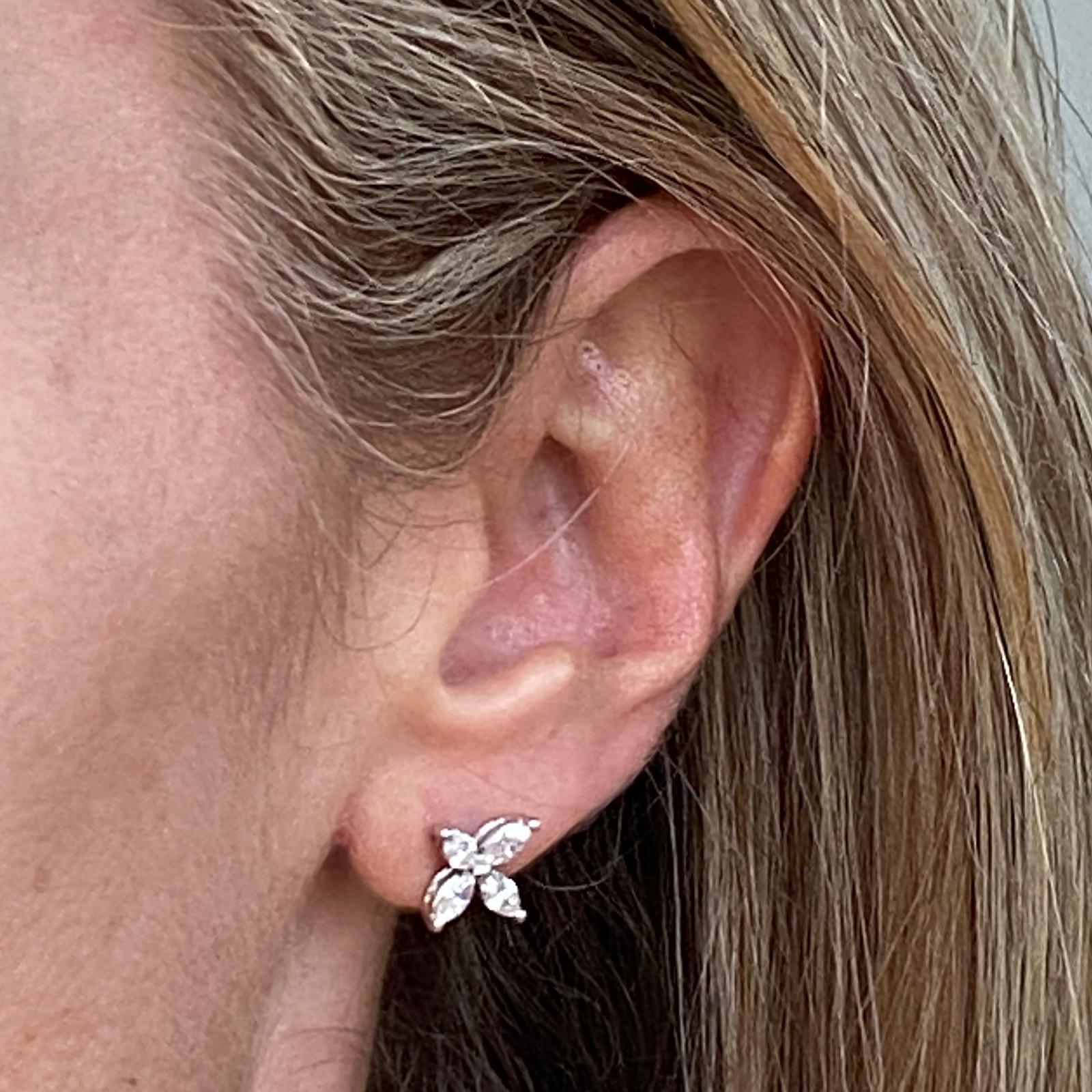 Women's Tiffany & Co. Marquise Diamond Victoria Platinum Stud Earrings Medium Size