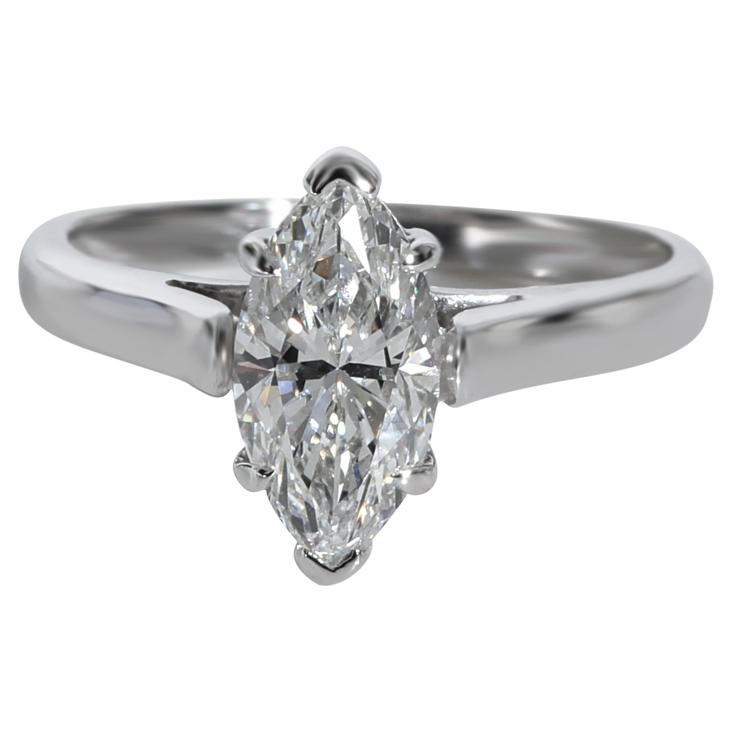 Tiffany & Co. Marquise Solitaire Diamond Ring in Platinum E VVS2 1.22 CTW For Sale