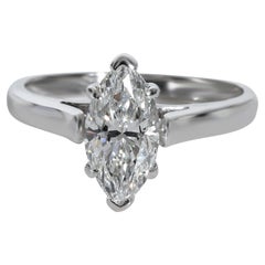 Tiffany & Co. Marquise Solitaire Diamond Ring in Platinum E VVS2 1.22 CTW