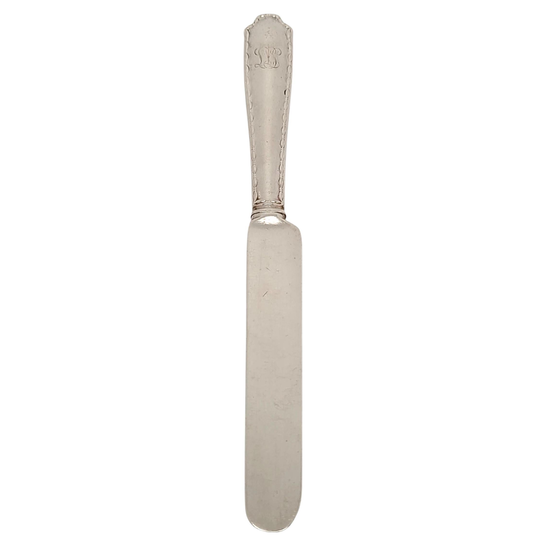 Tiffany & Co. Marquise Sterling Silver Dessert/Tea Knife with Monogram 7 1/8" For Sale