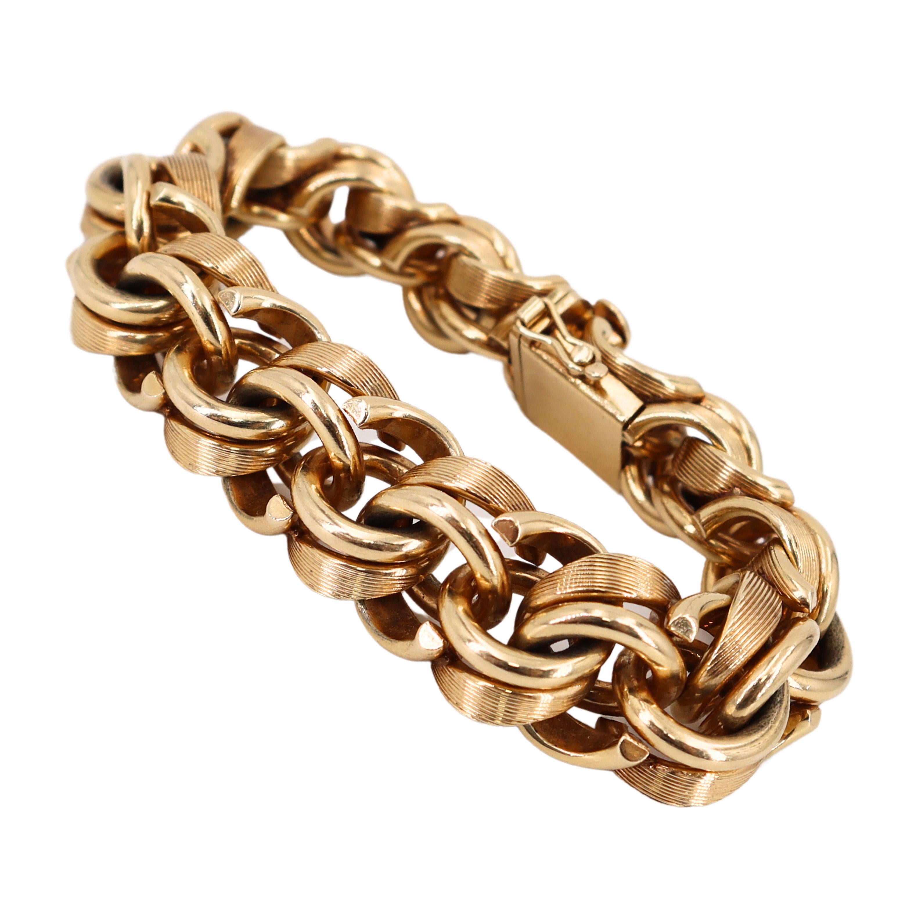 Women's or Men's Tiffany & Co. Massive Retro 14k yellow Gold Bracelet Weighing 187.4 gr For Sale