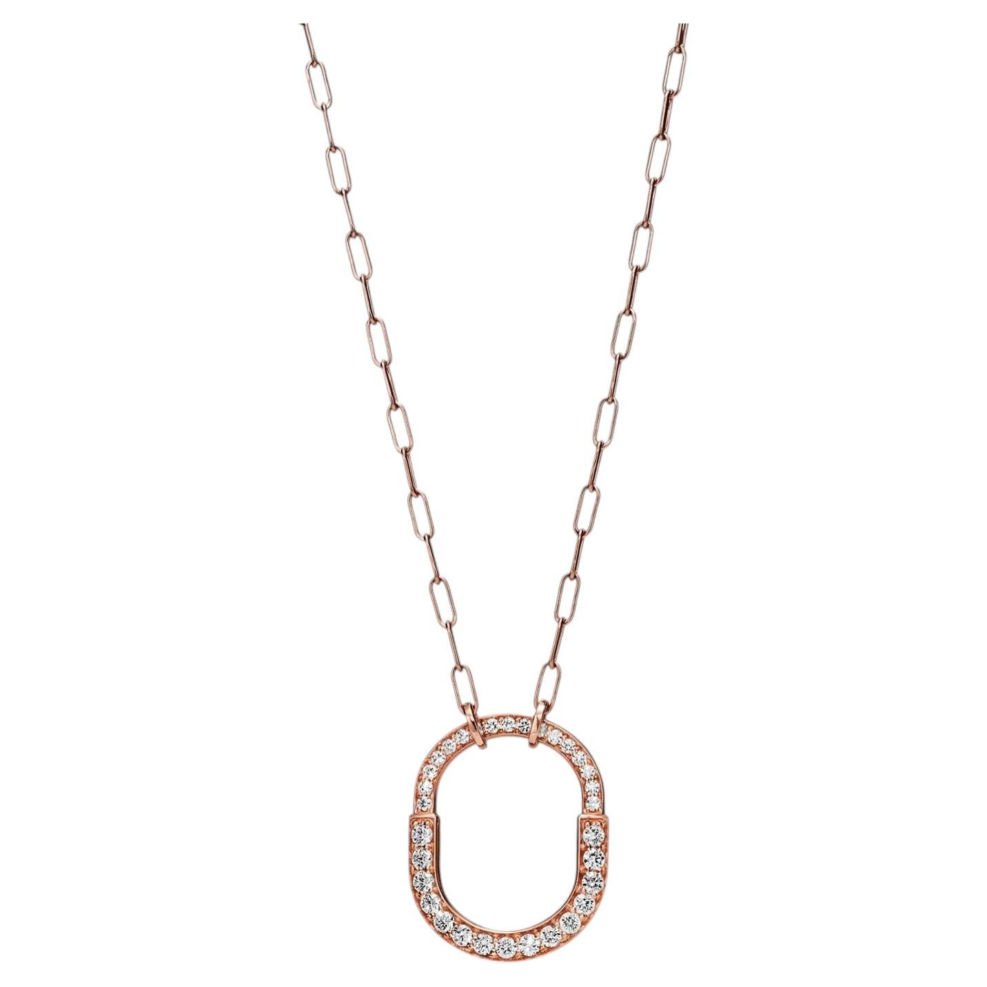 Pendentif « Tiffany Lock » moyen de Tiffany & Co., en or rose, avec pavé de diamants en vente