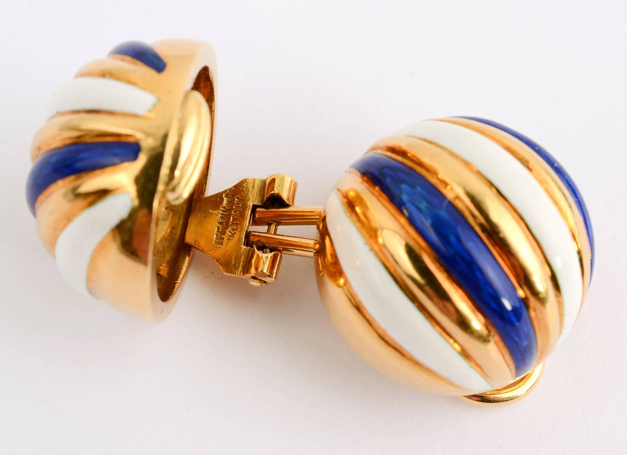 Donna Tiffany & Co. Melon Shaped EnamelEarrings in vendita