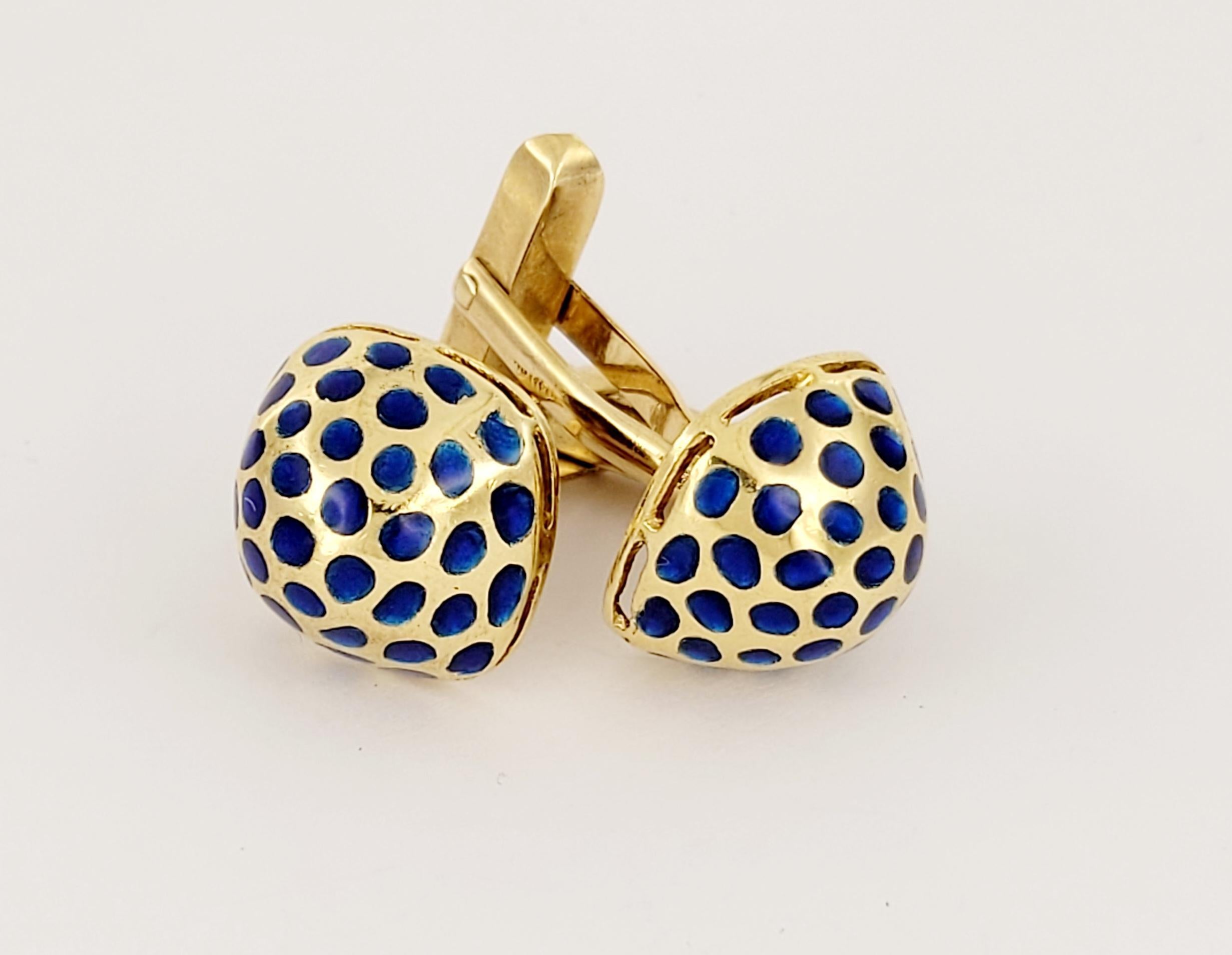 Tiffany & Co Men 18K Yellow Gold Mushroom Cufflinks In New Condition For Sale In New York, NY
