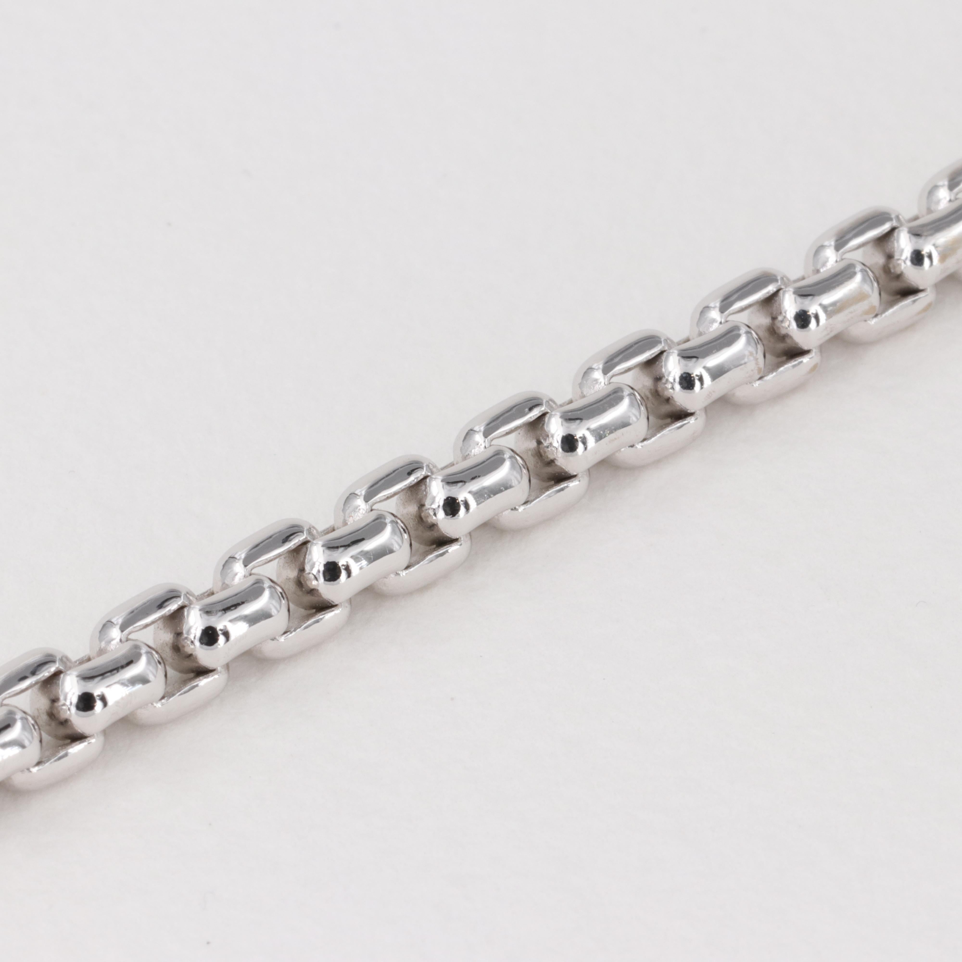 Tiffany & Co. Men's 18 Karat White Gold Box Link Bracelet In Excellent Condition In Tampa, FL