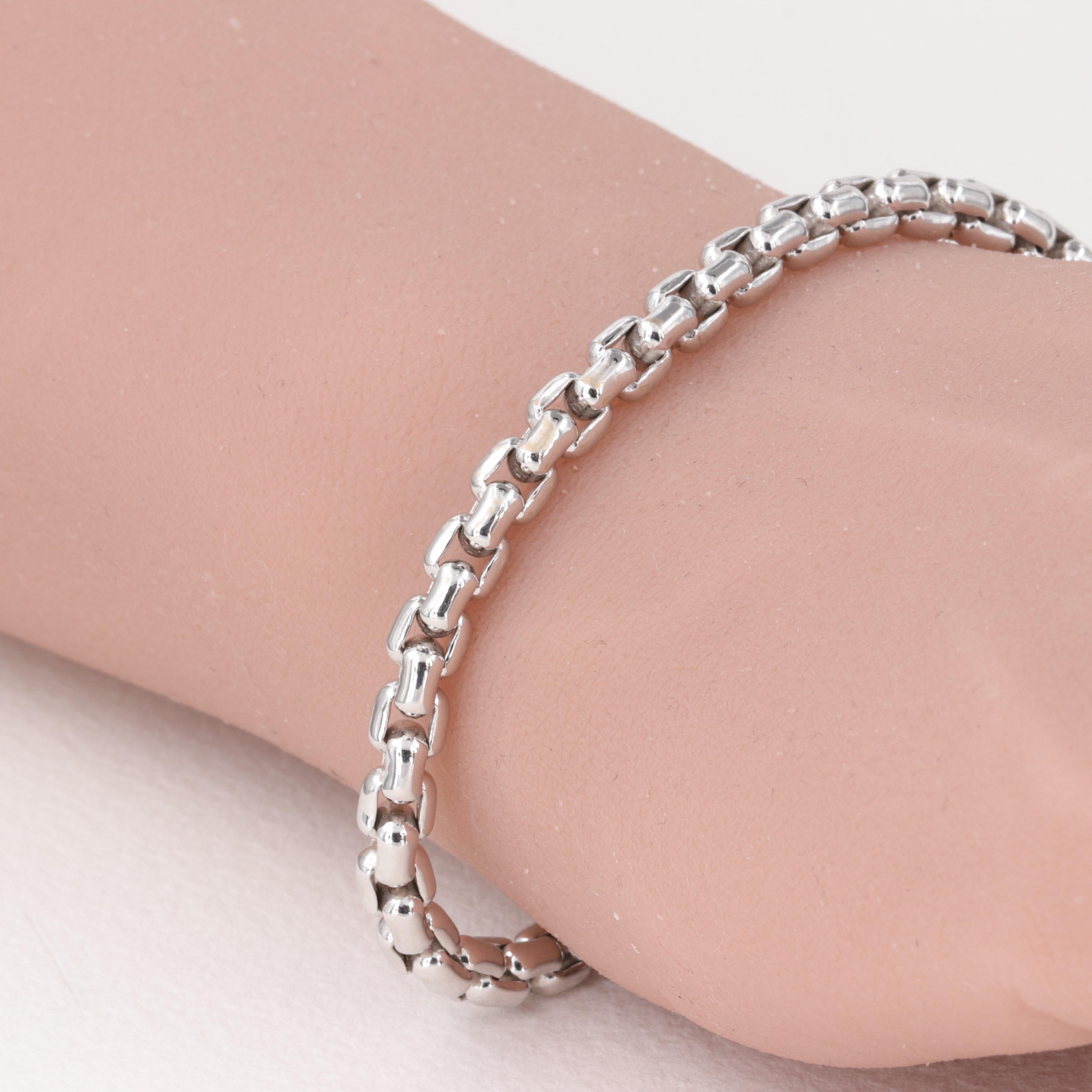 Women's or Men's Tiffany & Co. Men's 18 Karat White Gold Box Link Bracelet