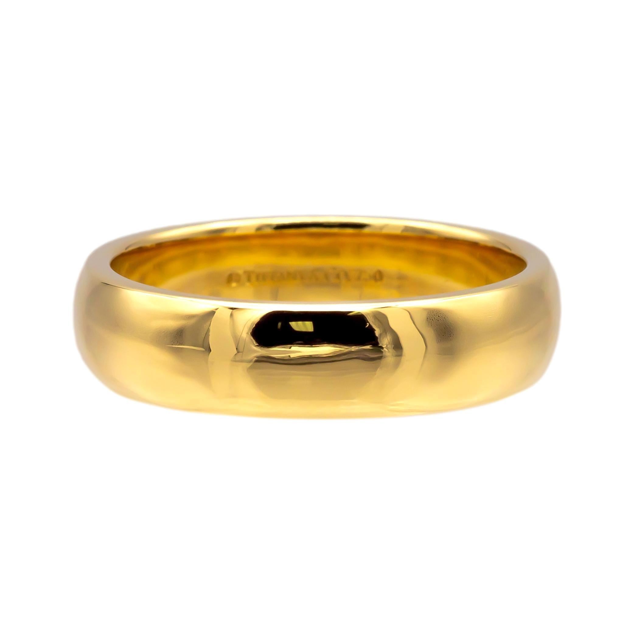 Tiffany & Co. Alianza de boda para siempre de hombre, oro amarillo de 18 quilates, talla 10 5