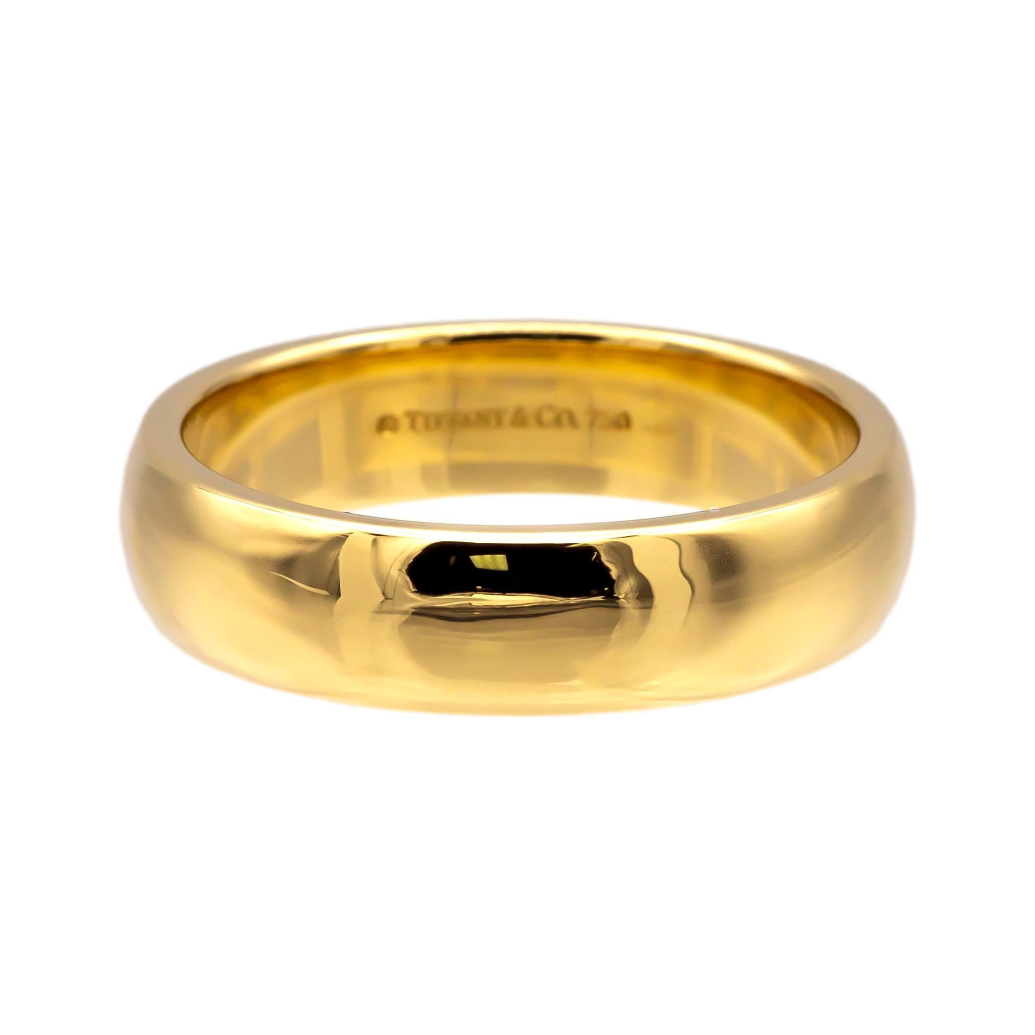 Tiffany & Co. Alianza de boda para siempre de hombre, oro amarillo de 18 quilates, talla 10 3