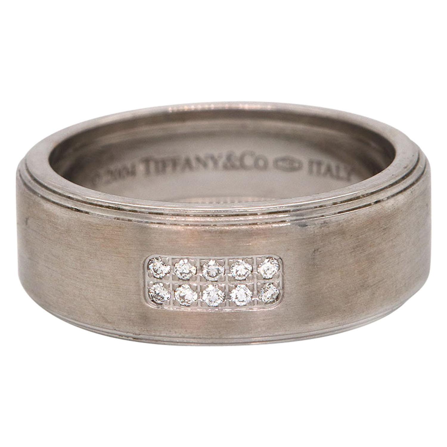 Tiffany & Co. Mens Century Wedding Band in 18K White Gold For Sale