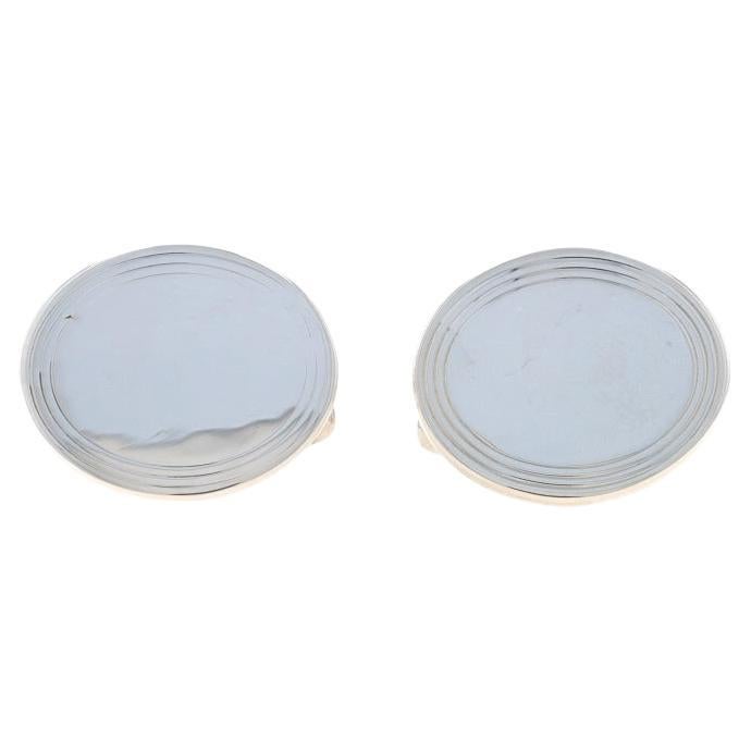 Tiffany & Co. Boutons de manchette ovales gravés en argent sterling 925 pour hommes