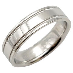Retro Tiffany & Co. Men's Double Milgrain Polished Platinum Wedding Band Ring