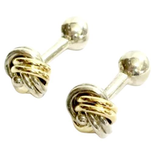 Tiffany & Co. Gemelli da uomo con nodo in argento 925 e oro giallo 14K