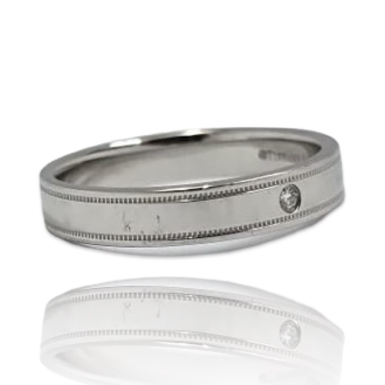 Taille ronde Tiffany & Co. Bague pour homme en platine à grains multiples avec diamant affleurant en vente