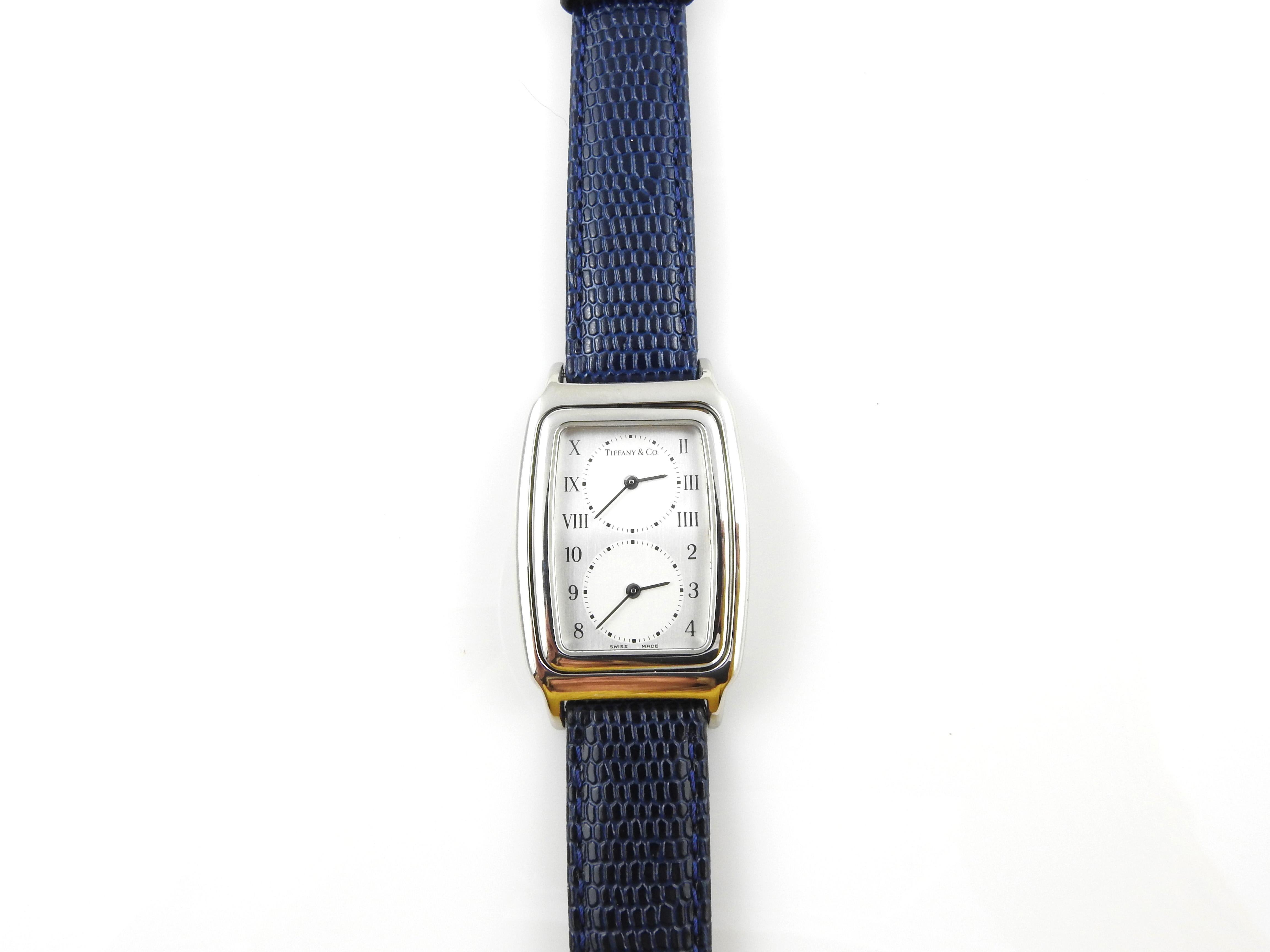 Tiffany & Co. Men's Stainless Steel Dual Time Quartz Rectangular Watch M201 3