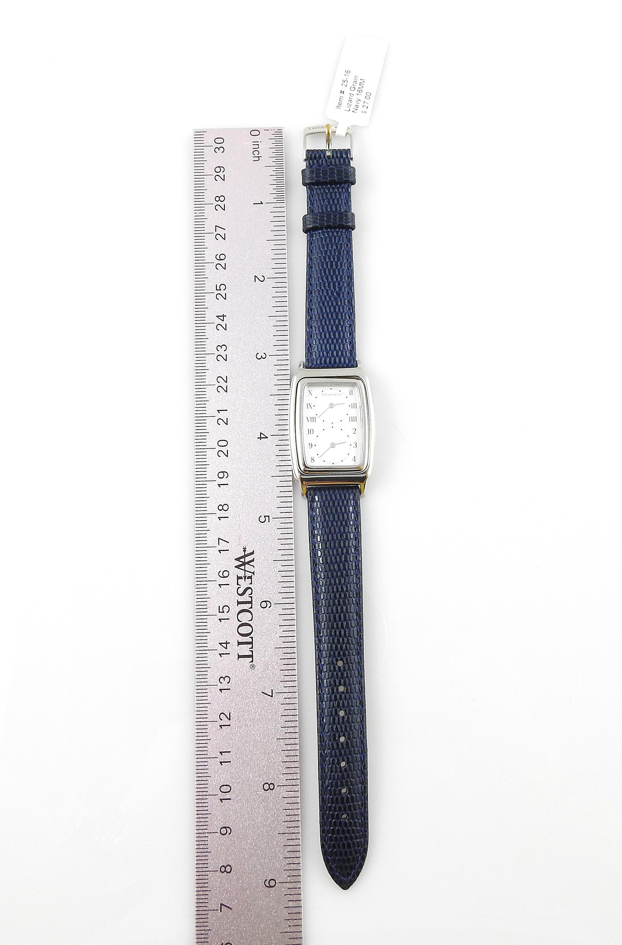 Tiffany & Co. Men's Stainless Steel Dual Time Quartz Rectangular Watch M201 4