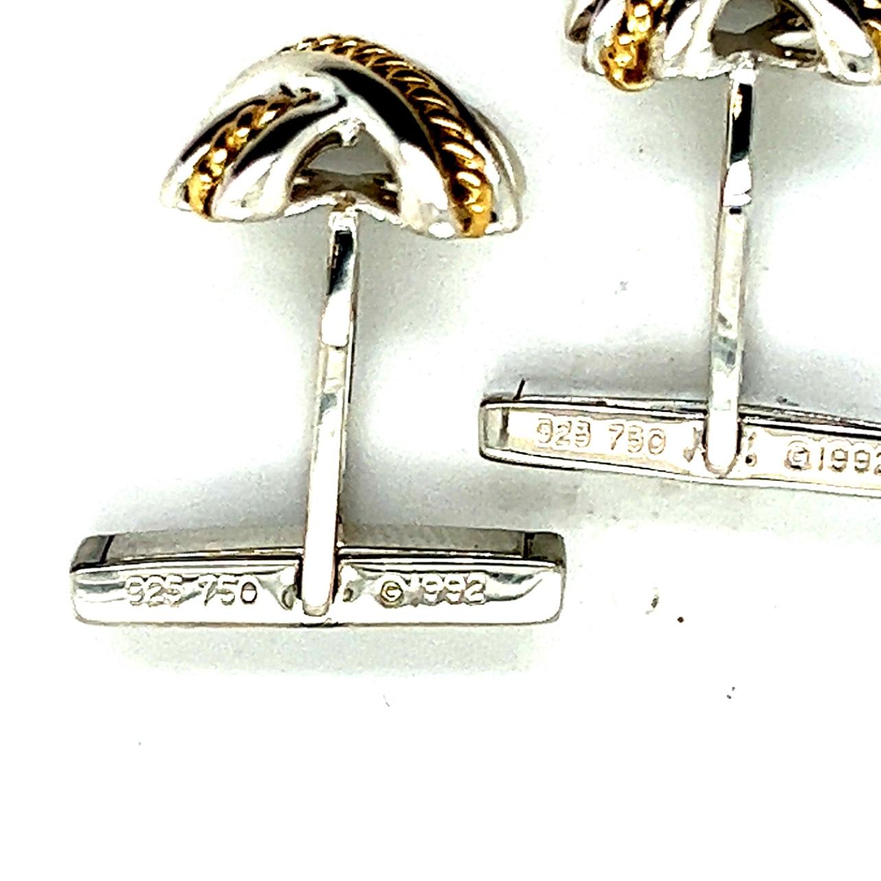 Tiffany & Co Herren X Manschettenknöpfe mit Signatur 18k Gold Sterlingsilber Nachlass von Tiffany & Co im Angebot 1