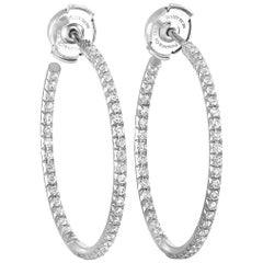 Tiffany & Co. Metro 18 Karat White Gold Inside-Out Diamond Hoop Earrings