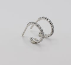 Tiffany & Co. Metro 18 Karat White Gold Diamond Small Hoop Earrings