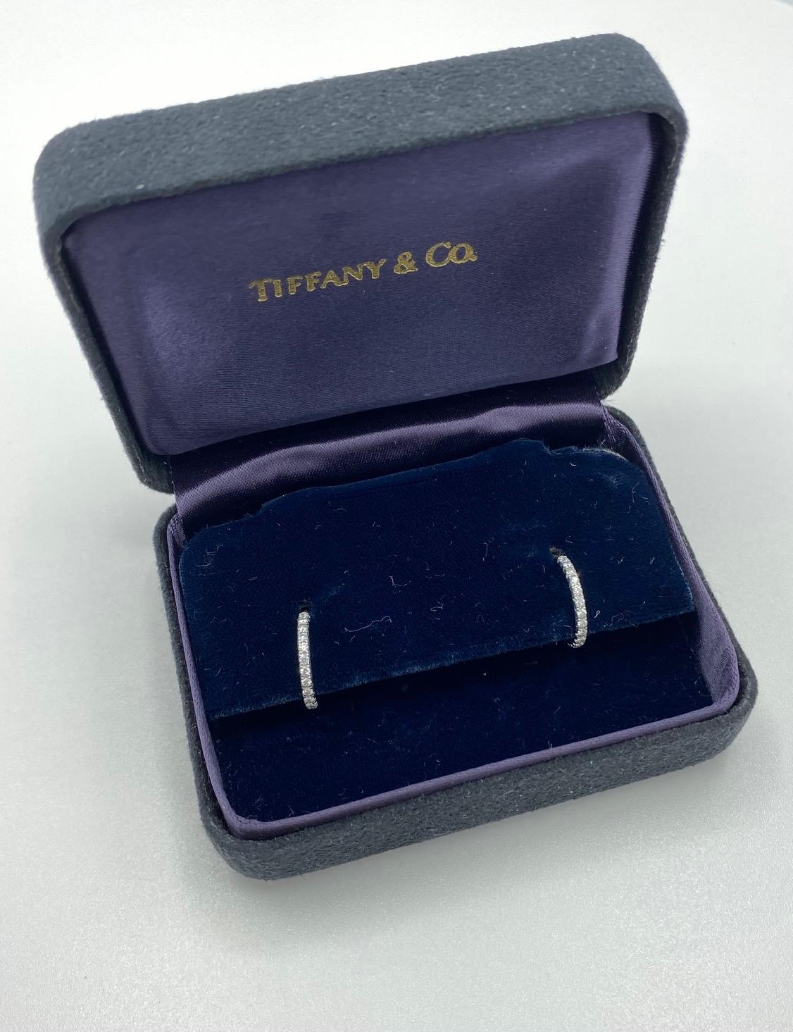 Women's Tiffany & Co. Metro 18 Karat White Gold Diamond Small Hoop Earrings