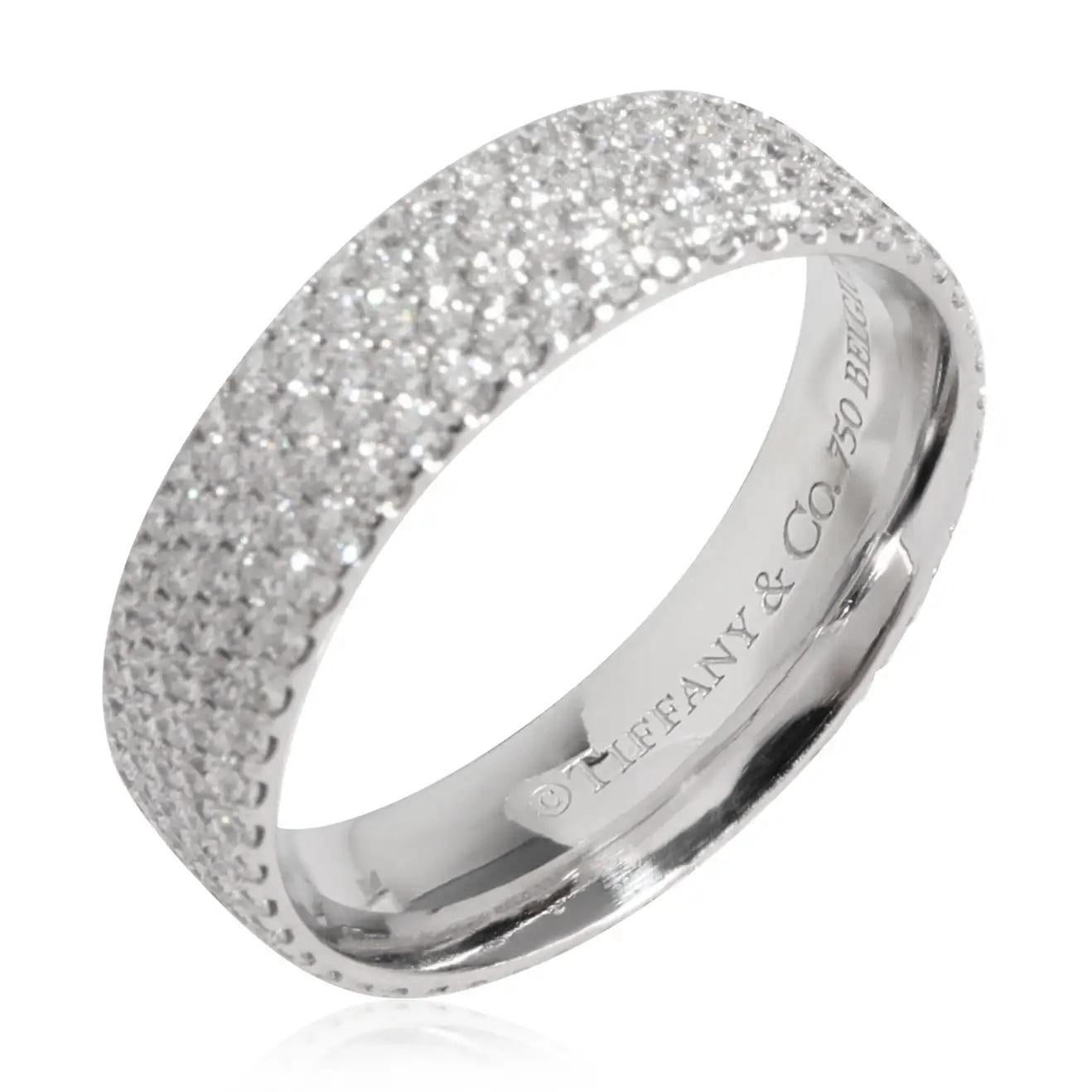 TIFFANY & Co. Metro 18K Weißgold Fünfreihiger Diamantring mit fünf Reihen 5 (Rundschliff)