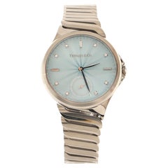 Tiffany & Co. Montre automatique Metro à 3 main en acier inoxydable avec index en diamants